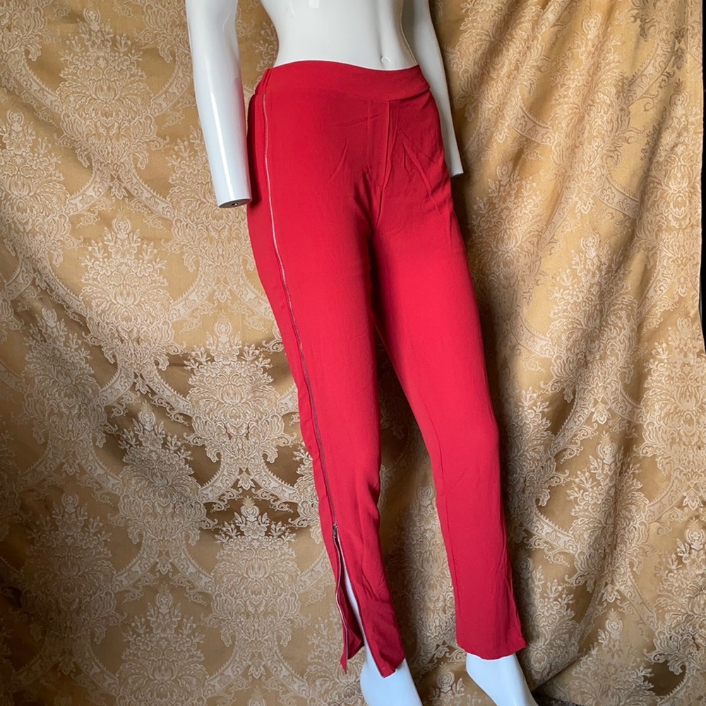 Reddish orange side zipper pants